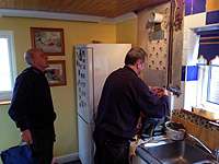 Bill preparing the pipework ready for the Vaillant to be installed